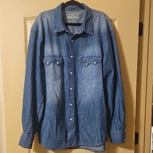 Cinch Classic Indigo Denim Shirt Size XXL